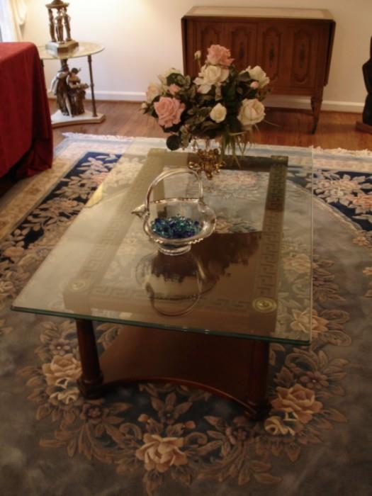 Regency-style glass-top coffee/cocktail table