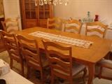 French rustic-style dining table and chairs