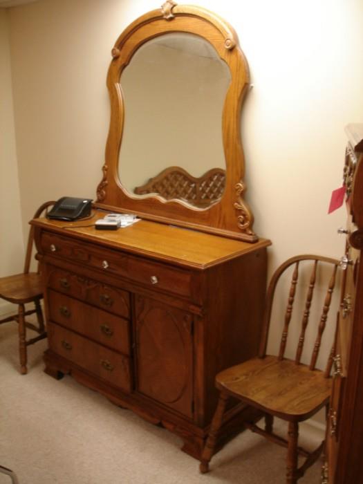 Victorian-style dresser and mirror by American Drew Furniture