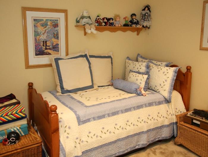 Twin bed, quilt and decorative pillows have been sold, but all other items are still available for purchase.