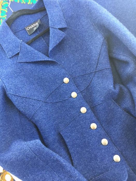 Extremely Rare Chanel full length fitter unlined coat with stamped buttons. Size 8