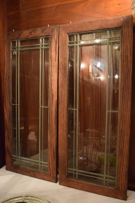 Arts Crafts windows with leaded glass and oak frames