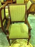 Italian Inlaid Nine-Foot Upholstered Back/Seat Dining Captains Chairs - Detail