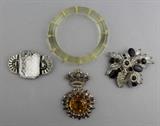 Lot 1029:  VINTAGE GROUP: TWO KENNETH JAY LANE PINS WITH A STERLING ROYAL CROWN PIN AND A CARVED LUCITE BANGLE http://www.invaluable.com/auction-lot/vintage-group:-two-kenneth-jay-lane-pins-with-a-s-1029-c-8344dcba46