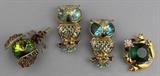 Lot 1031: VINTAGE PAIR OF CORO OWL FUR CLIPS, SCHREINER BEETLE PIN, AND A SWAROVSKI FROG PIN http://www.invaluable.com/auction-lot/vintage-pair-of-coro-owl-fur-clips,-schreiner-bee-1031-c-8ae4e9bb34
