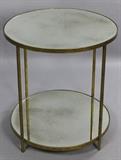 Lot 1055: CONTEMPORARY ACID ETCHED MIRRORED GLASS AND METAL ROUND SIDE TABLE http://www.invaluable.com/auction-lot/contemporary-acid-etched-mirrored-glass-and-metal-1055-c-61b4850a60