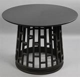 Lot 1056: CONTEMPORARY CIRCULAR TABLE WITH PIERCED METAL BASE AND BLACK GRANITE TOP http://www.invaluable.com/auction-lot/contemporary-circular-table-with-pierced-metal-ba-1056-c-30147e08d2