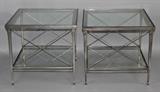 Lot 1066: PAIR OF CONTEMPORARY DIRECTOIRE STYLE GLASS TOPPED METAL END TABLES WITH GLASS TOPS AND SHELVES http://www.invaluable.com/auction-lot/pair-of-contemporary-directoire-style-glass-toppe-1066-c-df74e65b86