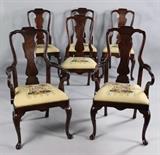 Lot 1097: SET OF SIX HENREDON QUEEN ANNE STYLE MAHOGANY DINING CHAIRS, INCLUDING TWO ARM http://www.invaluable.com/auction-lot/set-of-six-henredon-queen-anne-style-mahogany-din-1097-c-86041cc848