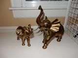 Heavy Solid Brass Elephants. Trunks up for good luck.