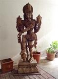 Antique Polychrome 6' Vishnu with Attributes