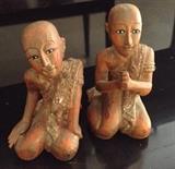 Pair of Polychrome & Gilt Seated Monks