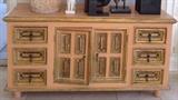 Mexican Low Chest (Doors & Drawers) with Raised Panel Mirror Decor & Gilding
