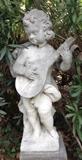 Old World Cement Statue Cherub Musician 