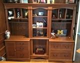 3 Piece Matching Wall Unit:  Entyire Unit Measures 86" wide x 23" Deep x 73" High.  All Three Pieces can be Separated