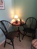 Pie crust table and windsor chairs