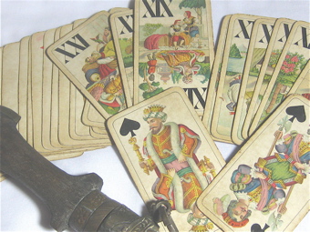 OLD set of CZ cards with old knife from india
