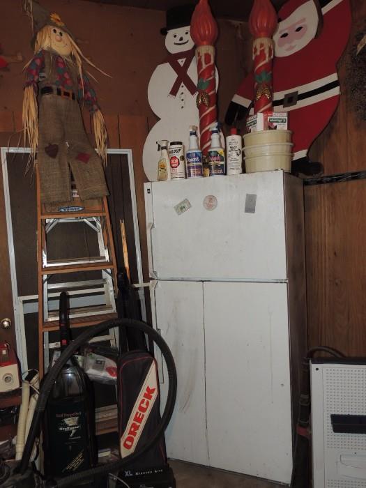 Refrigerator, ladders, vintage Christmas Candles, vacuumes...