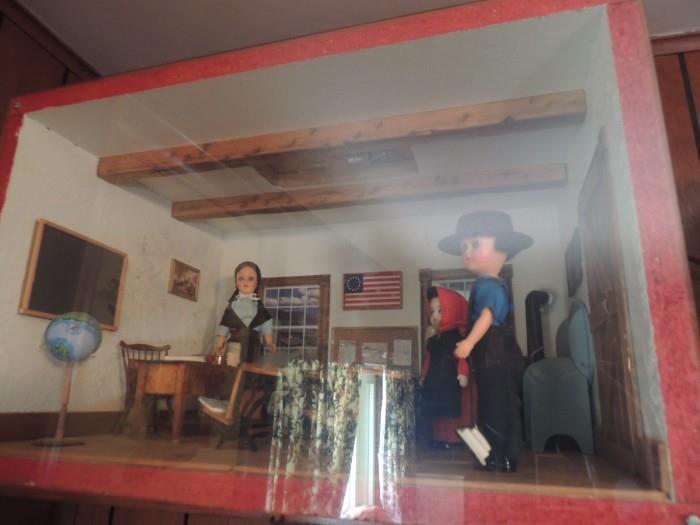 doll house diorama Amish school house