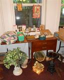Sewing Machine Cabinet, Notions, etc.