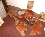 Burlwood Redwood Coffee Table. Other separate pieces of Redwood - Clock project, etc.
