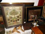 Antique Family Tree with tin photo's. Other antique pictures and frames not pictured.