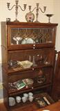 Barrister Bookcase. Leaded Beveled Glass on top cabinet. There are two of these cabinets in the house.