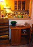 Server, Magazine Rack. Kitchen is Full of gadgets, vintage glasses, Colony Whitehall, Cubist, Amber Glass, Green Glass, Jadeite, Vintage Dishes. Catering Bowls, Plates, Cups, Glasses, Flatware, etc.
