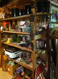 Roasters, Large Cookware, Cannisters, Old Ball Glass Jars, Collectibles.
Boxes and Boxes of Canning Jars and Supplies are not in this photo.