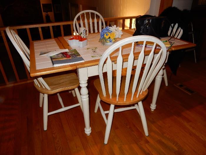 Tile Top Pained Table and Chair Set
