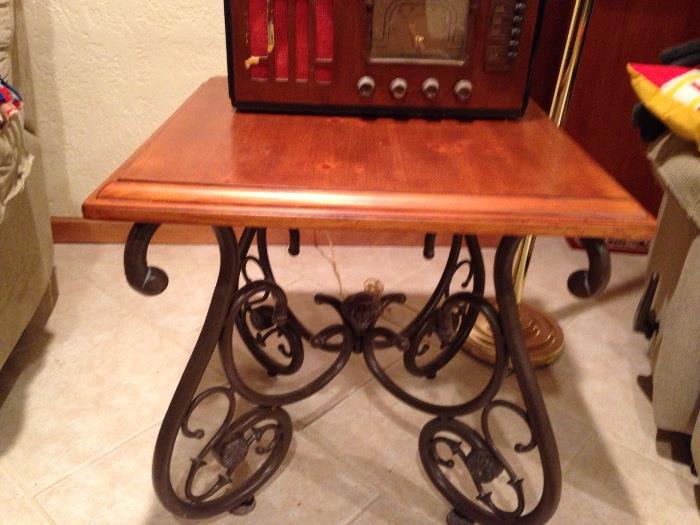 2 End Tables with iron legs