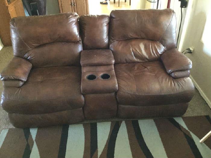 LEATHER 2 SEATER THEATER CHAIRS