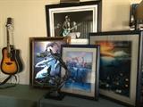 SIGNED WYLAN DOLPHIN PRINTS, LG BRNZ DOLPHIN SCULPTURE