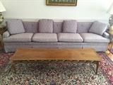 Long 4 Cushion Upholstered Couch                               Inlaid Coffee Table (6' Long)  