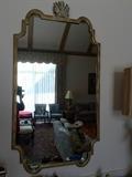 Pair of Vintage Gilt Wood Mirrors with Shell Decoration (63" x 33")