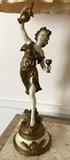 Pair of Statue Lamps, Signed by Moreau, 46" Tall 