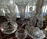 European Cut Glass Vase, Hob-Star Pattern (16" Tall)