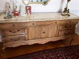 Pair of Inlaid Marble Top, 6 Drawer, 2 Door Credenza/Dresser  
 
  