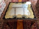 Hand Painted Mirrored Top Square Brass Coffee Table