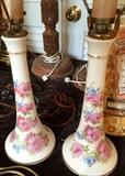 Pair of Hand Painted Floral Lamps 