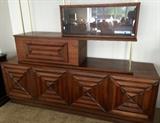 Mid Century Modern Mahogany Credenza/Bar/Bookcase (80" x 19" D) 