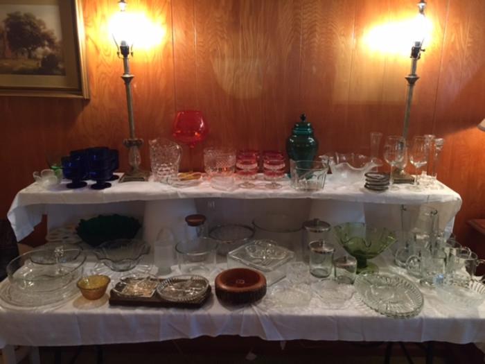 Pretty Glassware, Fostoria Pitcher, Etc.
