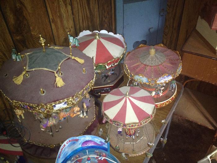 CLOSE UP OF THE CIRCUS THEME CAROUSELS