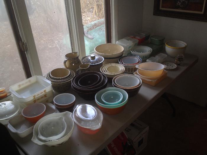 SETS OF NESTED BOWLS -- SPONGEWARE, PYREX, DIFFERENT PATTERNS