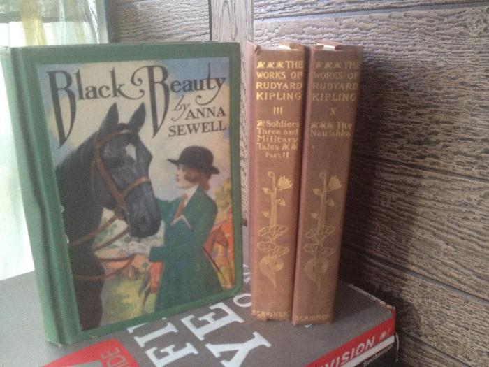 SEWELL'S BLACK BEAUTY 1927 EDITION AND TWO OF RUDYARD KIPLING'S COLLECTED WORKS