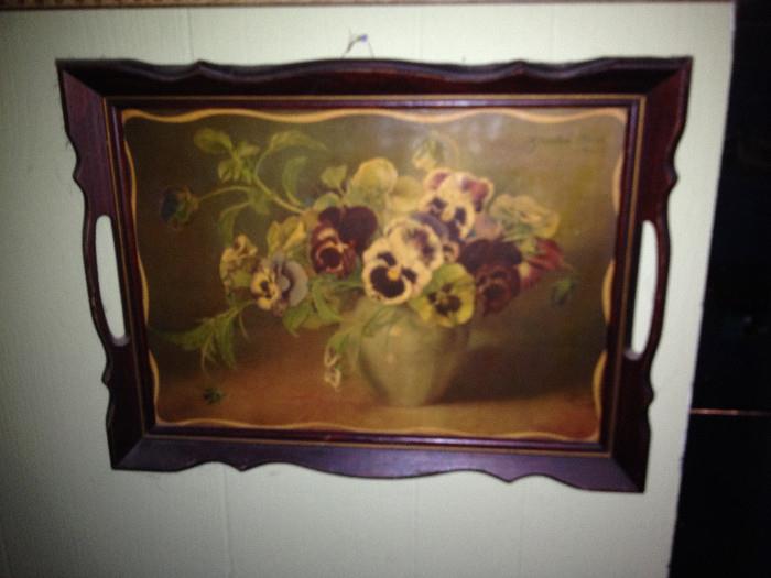 PANSY TRAY (PAINTED ON WOOD)