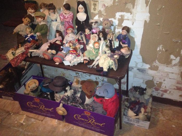 Dolls and stuffed animal collection