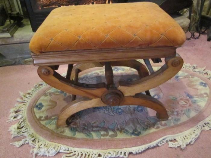 Antique walnut Victorian foot stool, 1875 period.