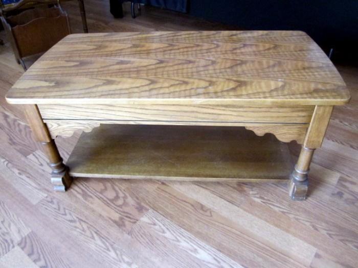 Oak coffee table. (appears lighter in photo).