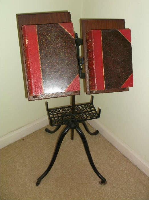 Antique book stand and two volume History of England